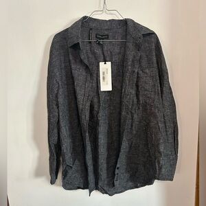 Linen Silver Jeans Charcoal Button Down Long sleeve shirt